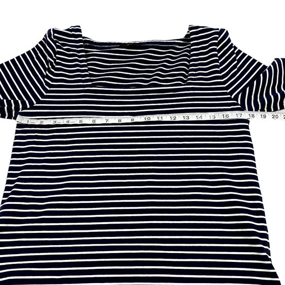 J. Crew Square‎ Neck T-Shirt in Blue White Stripes Size M - Picture 5 of 6